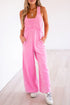 Relaxed Fit Mineral Wash Raw Seam Wide Leg Jumpsuit Overalls